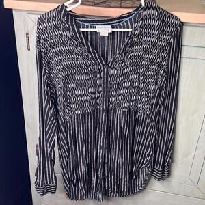 Anthropologie Maeve button up pattered long sleeve blouse